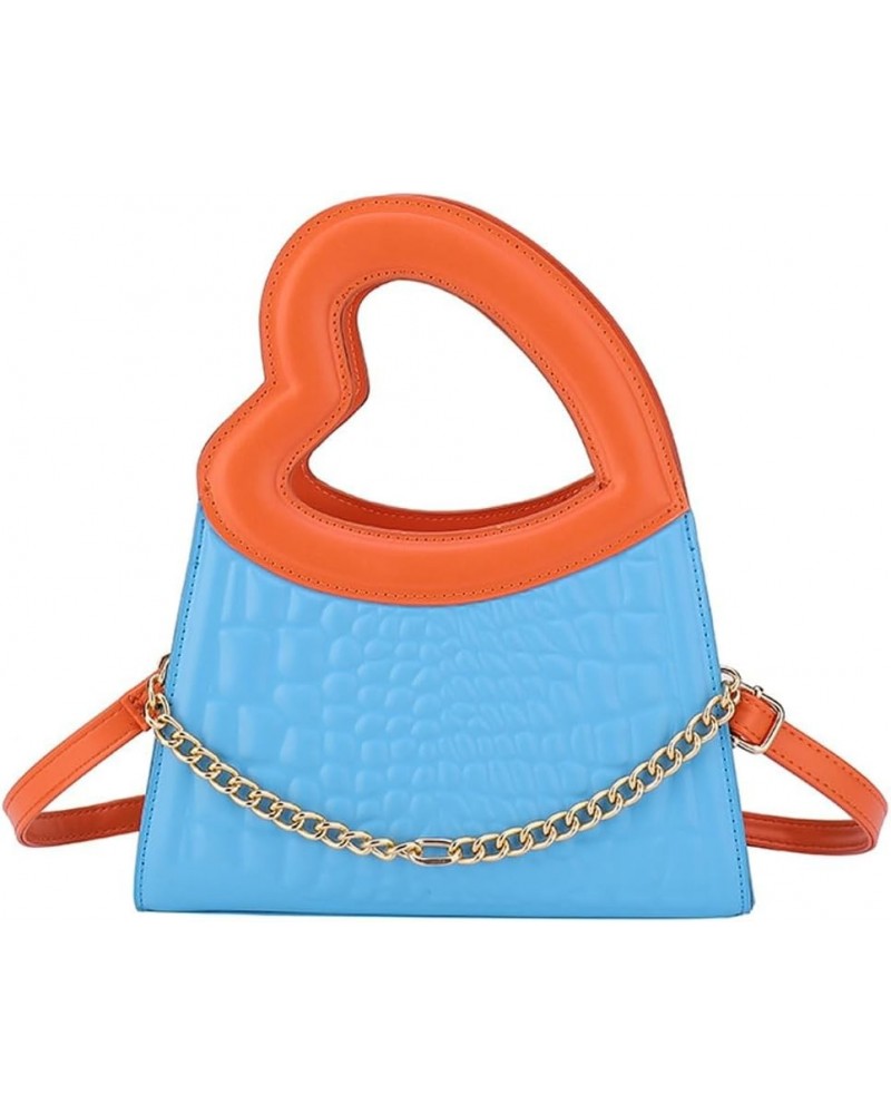 Women's PU Leather Hobo Bag Shoulder Crossbody Bag Handbag Contrasting Colors Evening Purse Totes Heart Handheld Satchels Blu...