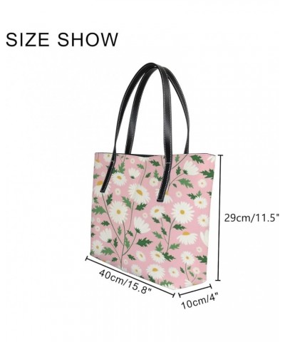 Women's Handbag,PU Leather Large Capacity Work Bag,Travel Single Shoulder Bag Bright Daisy Flower $26.67 Shoulder Bags