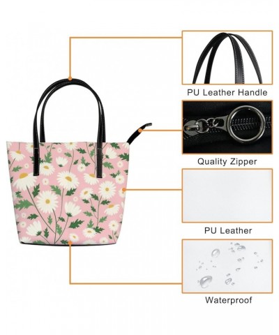 Women's Handbag,PU Leather Large Capacity Work Bag,Travel Single Shoulder Bag Bright Daisy Flower $26.67 Shoulder Bags