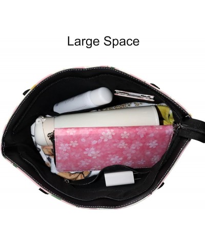 Women's Handbag,PU Leather Large Capacity Work Bag,Travel Single Shoulder Bag Bright Daisy Flower $26.67 Shoulder Bags