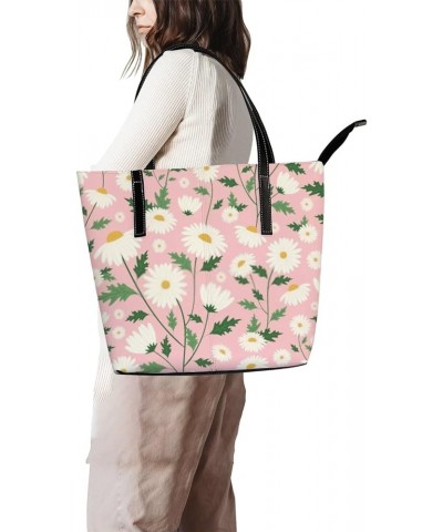 Women's Handbag,PU Leather Large Capacity Work Bag,Travel Single Shoulder Bag Bright Daisy Flower $26.67 Shoulder Bags