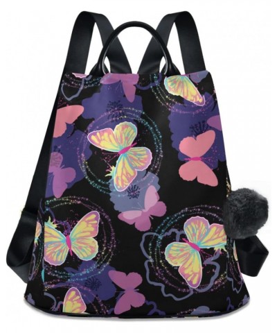 Magic Butterflybutterflies on A Plaid Backpack Purse for Women Anti Theft Fashion Back Pack Shoulder Bag $16.40 Backpacks