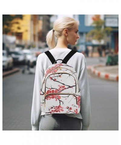 Backpack Purse for Women Japanese Cherry Blossom, Mini Fashion Backpack Vintage Asian Floral Lightweight Casual Daypack Shoul...