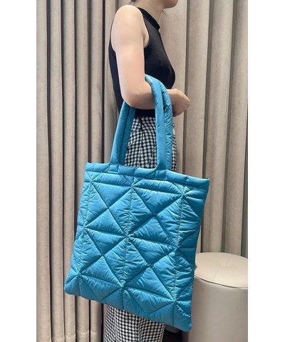 Quilted Tote Bag for Women Padding Down Cotton Shoulder Hobo Bag Lightweight Handbag Purse Top Handle Bag A-white $17.11 Totes