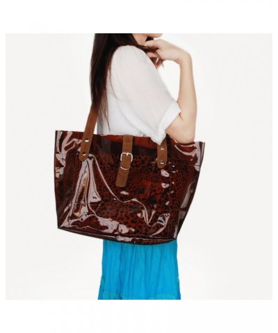 [Lucky Brown] Leopard Double Handle Leatherette Satchel Bag Handbag Purse Casual Styling $12.45 Satchels