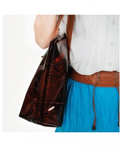 [Lucky Brown] Leopard Double Handle Leatherette Satchel Bag Handbag Purse Casual Styling $12.45 Satchels