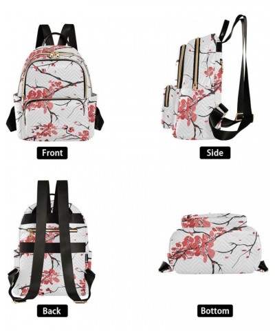 Backpack Purse for Women Japanese Cherry Blossom, Mini Fashion Backpack Vintage Asian Floral Lightweight Casual Daypack Shoul...