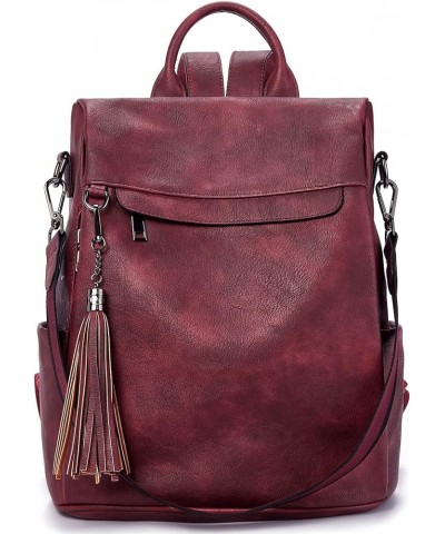 LYANYAN Backpack Purse for Women, PU Leather Anti Theft Travel Backpack Purse Shoulder Bags with Tassel Two-toned-wine Red $2...