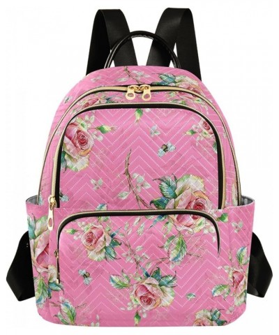 Vintage Rose Flower Bee Women's Backpack Purse Causal Daypack Work Travel College Business Trip Bag Shoulder Bag Medium $20.1...