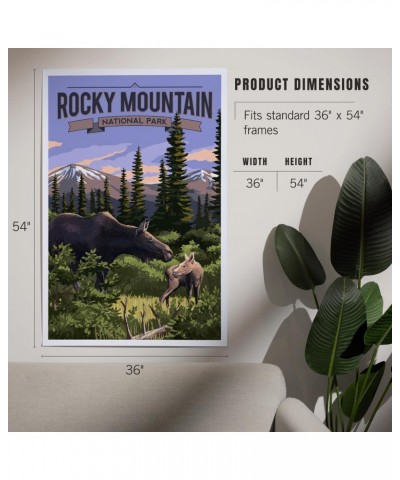 36x54 Inch Giclee Art Print Wall Decor, Rocky Mountain National Park, Colorado, Moose and Baby Calf $41.40 Totes