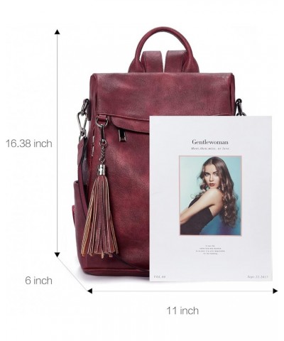 LYANYAN Backpack Purse for Women, PU Leather Anti Theft Travel Backpack Purse Shoulder Bags with Tassel Two-toned-wine Red $2...