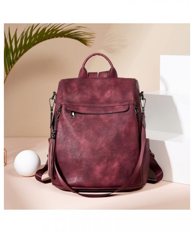 LYANYAN Backpack Purse for Women, PU Leather Anti Theft Travel Backpack Purse Shoulder Bags with Tassel Two-toned-wine Red $2...