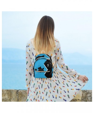 Fish Funny Art Backpack Purse for Women Cute Mini Back Pack Small Casual Daypacks Pu Leather Bookbag Anti Theft Travel Backpa...