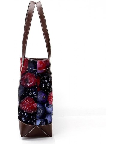 Tote Bag for Women, Large Tote Bags for Women, Tote Bag with Zipper, Fruit Raspberry Blueberry Pattern, Womens Tote Bag Desig...