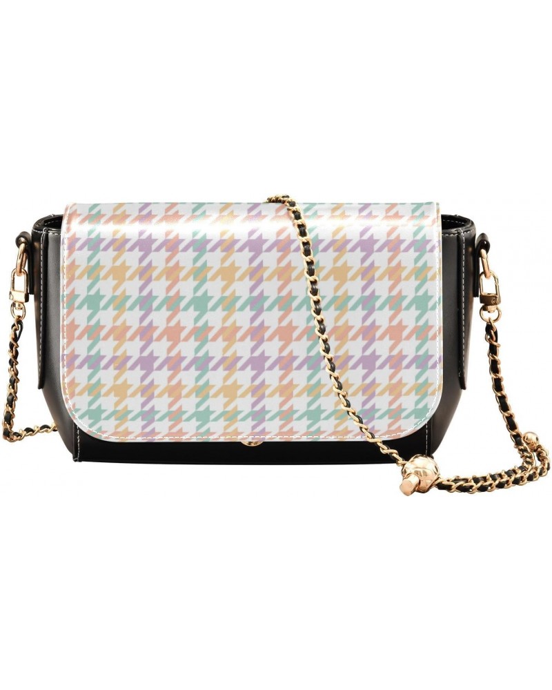 Colorful Houndstooth Crossbody Purse Women Trendy Black Bags with Credit Card Slots Chest Bag $20.90 Crossbody Bags