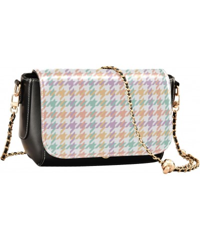 Colorful Houndstooth Crossbody Purse Women Trendy Black Bags with Credit Card Slots Chest Bag $20.90 Crossbody Bags