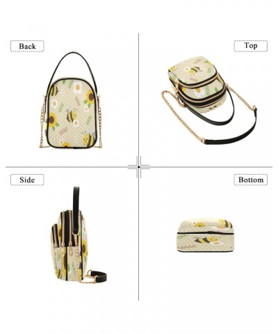 Bee Sunflower Spring Crossbody Bags for Women Quilted Chain Crossbody Purses Trendy Floral Yellow Cute Cross Body Phone Purse...