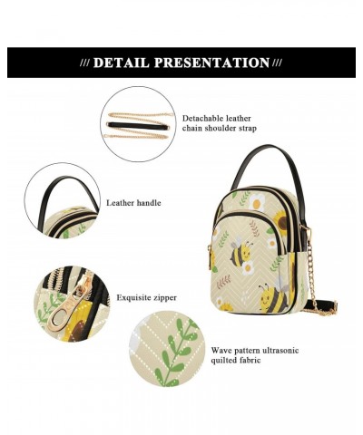 Bee Sunflower Spring Crossbody Bags for Women Quilted Chain Crossbody Purses Trendy Floral Yellow Cute Cross Body Phone Purse...