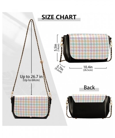 Colorful Houndstooth Crossbody Purse Women Trendy Black Bags with Credit Card Slots Chest Bag $20.90 Crossbody Bags