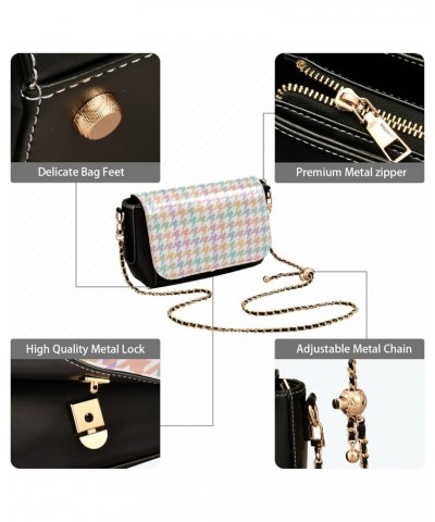 Colorful Houndstooth Crossbody Purse Women Trendy Black Bags with Credit Card Slots Chest Bag $20.90 Crossbody Bags