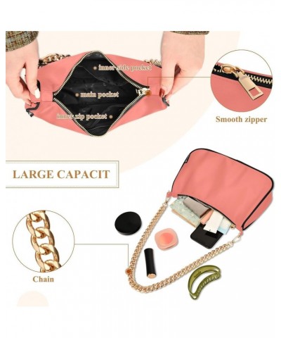 Sienna Tote Shoulder Clutch Bag with Gold Chain Strap, Women Hand Bag, Tote Bag Women Lightweight Salmon $13.20 Shoulder Bags