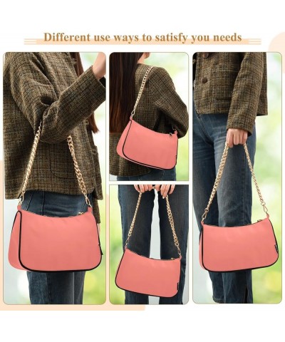 Sienna Tote Shoulder Clutch Bag with Gold Chain Strap, Women Hand Bag, Tote Bag Women Lightweight Salmon $13.20 Shoulder Bags