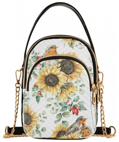 Sunflower Birds Crossbody Bags for Women Travel Crossbody Bags Phone Bags Wallet with Chain Strap for Travel $14.81 Crossbody...