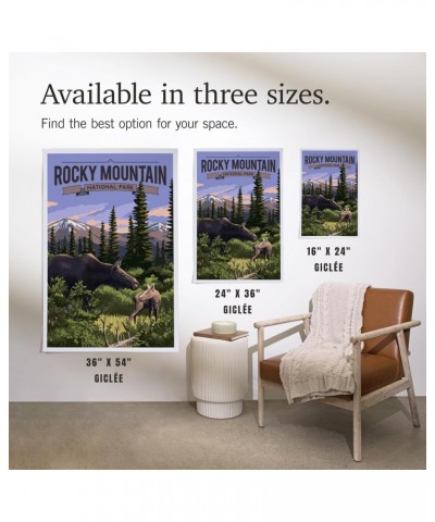 36x54 Inch Giclee Art Print Wall Decor, Rocky Mountain National Park, Colorado, Moose and Baby Calf $41.40 Totes