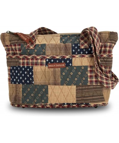 Small Tote | Lightweight Quilted Fabric Purses for Women Primitive Patch $27.97 Totes