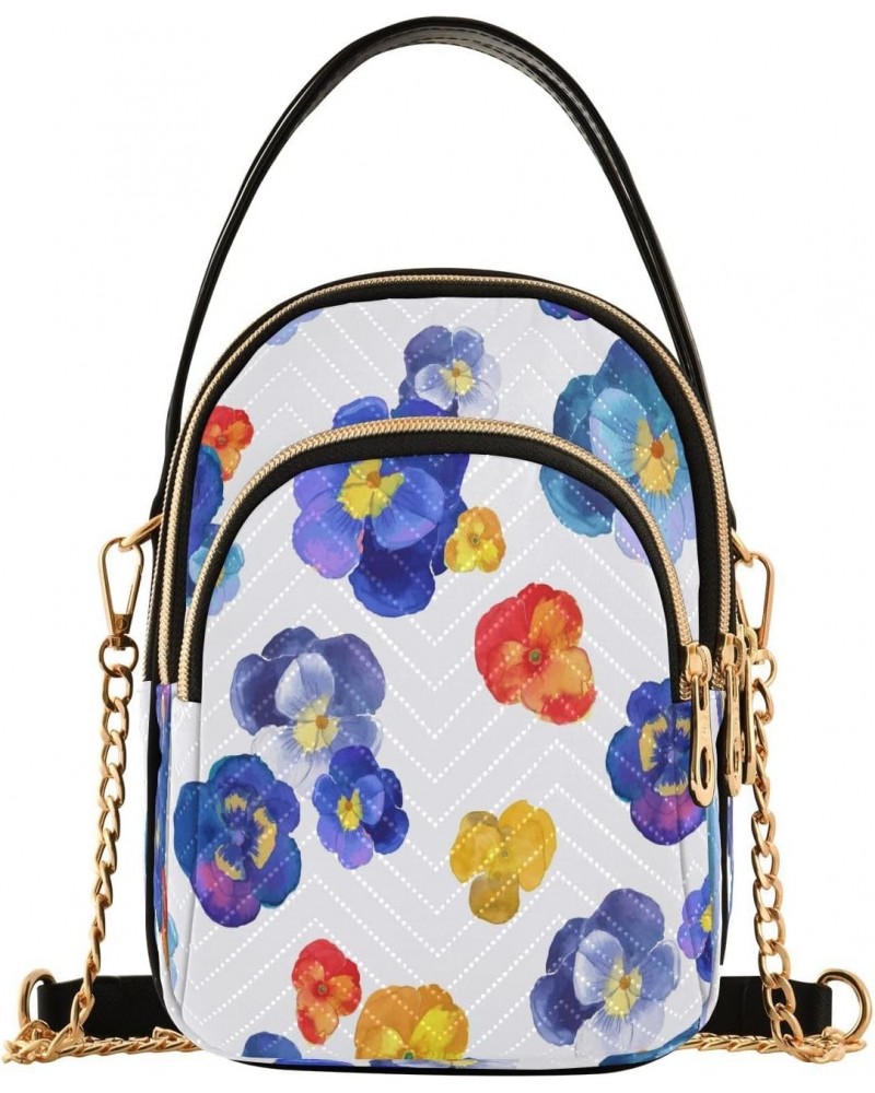 Abstract Watercolor Flowers Chain Crossbody Bag, Small Women's Shoulder Handbag, Fashionable and Versatile, Suitable for Dail...