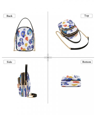 Abstract Watercolor Flowers Chain Crossbody Bag, Small Women's Shoulder Handbag, Fashionable and Versatile, Suitable for Dail...