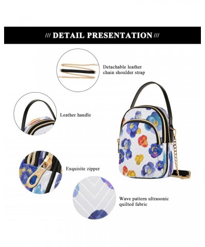 Abstract Watercolor Flowers Chain Crossbody Bag, Small Women's Shoulder Handbag, Fashionable and Versatile, Suitable for Dail...