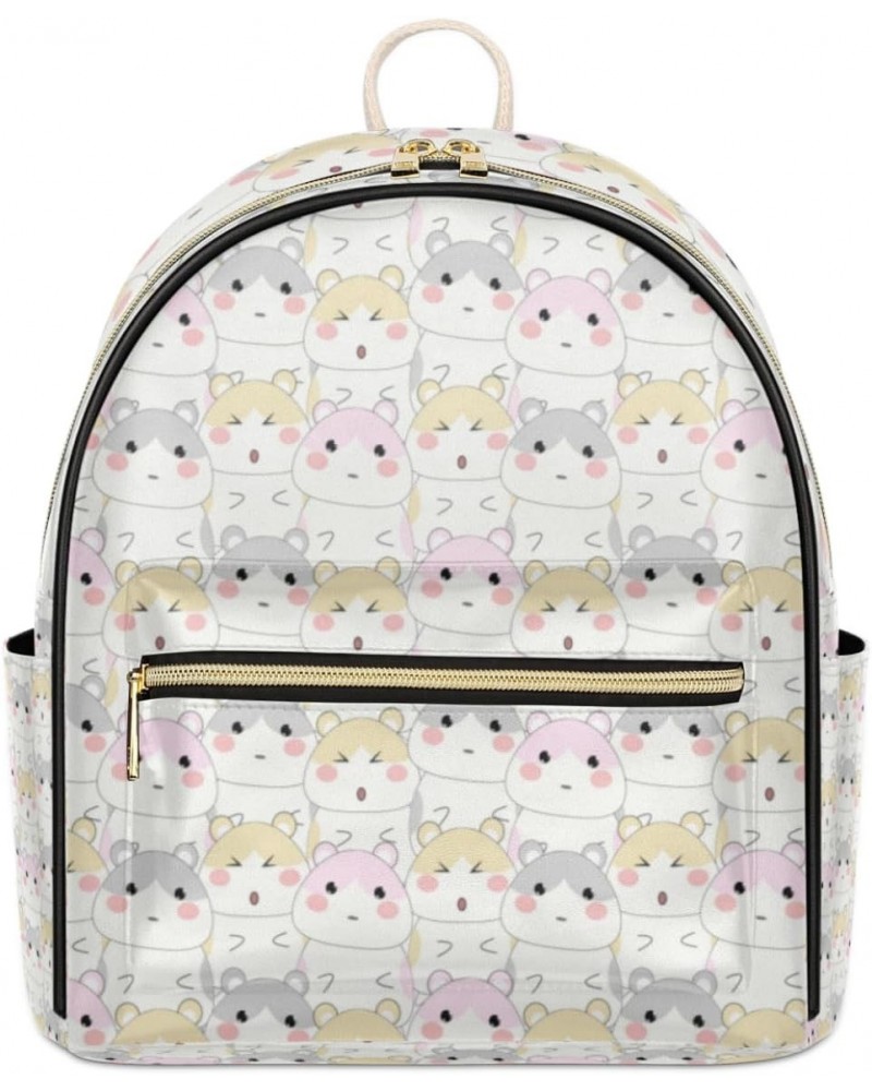 Hamster Cute Women Backpack Purse Casual Mini Back Pack Backpacks Cute Mini Backpacks Daypacks Pu Leather Bookbag Anti Theft ...