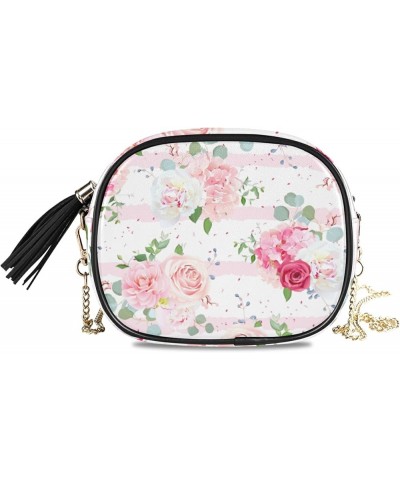 Shoulder Crossbody Bag With Metal Chain Strap for Women Girl Pink Broken Flowers Women's Wallet One Size Small Romantic Frenc...