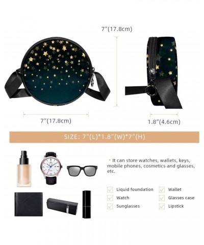 Night Sky Golden Stars Crossbody Bag for Women Teen Girls Round Canvas Shoulder Bag Purse Tote Handbag Bag $11.79 Totes