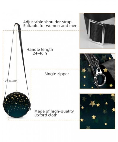 Night Sky Golden Stars Crossbody Bag for Women Teen Girls Round Canvas Shoulder Bag Purse Tote Handbag Bag $11.79 Totes