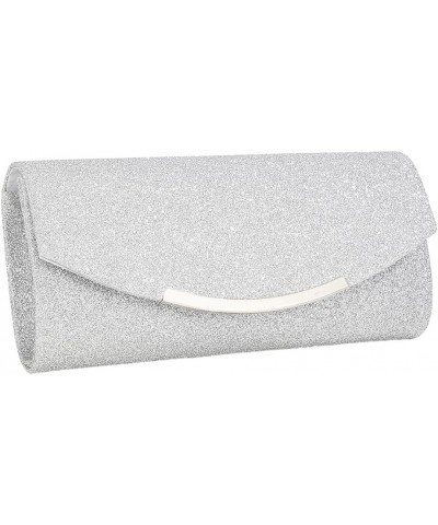 Sparkling Women's Evening Bag Luxurious Envelope Purse with Chain for Wedding and Cocktail Event Silver $10.27 Shoulder Bags