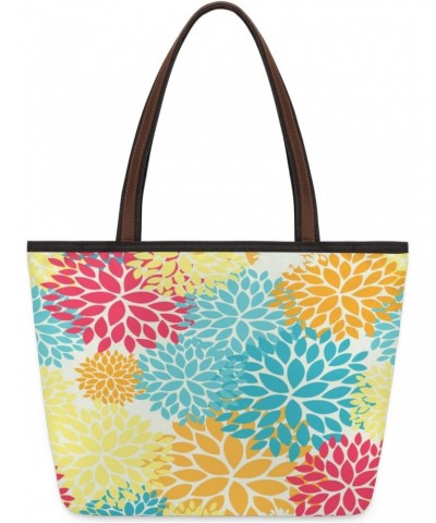 Tote Bag Large Handbag Red Blue Chrysanthemum Flower Shoulder Bag Satchel Bag Purse Work Travel Beach Bag with Zipper $11.69 ...