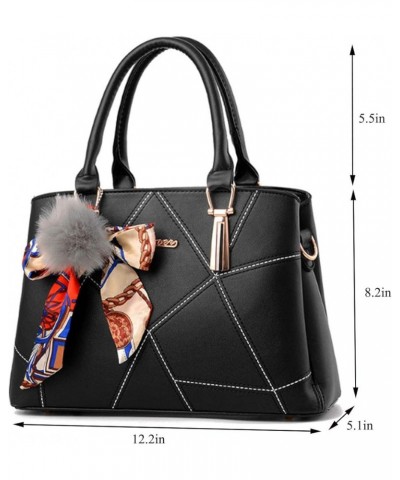 Womens Leather Handbags Purses Top-handle Totes Satchel Shoulder Bag for Ladies With Pompon and Bowknot Pink $11.18 Totes