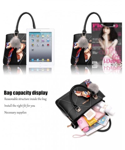 Womens Leather Handbags Purses Top-handle Totes Satchel Shoulder Bag for Ladies With Pompon and Bowknot Pink $11.18 Totes