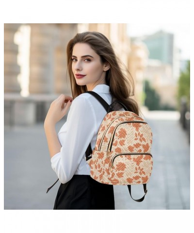 Brown Leaf Fall Quilted Backpack for Women Purse Shoulder Bag Travel Bags for Work Nurse Daily M Medium $18.28 Backpacks