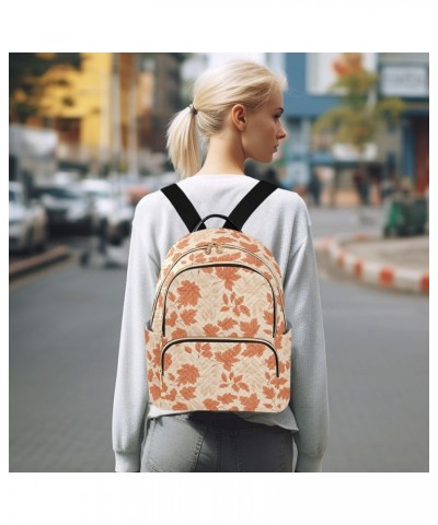 Brown Leaf Fall Quilted Backpack for Women Purse Shoulder Bag Travel Bags for Work Nurse Daily M Medium $18.28 Backpacks