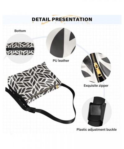 Tropical Plant Leaves Hobo Leather Bags for Women Large Cross Body Purses Cartoon Leaf Print Womens Fall Purses Modern Leaf A...