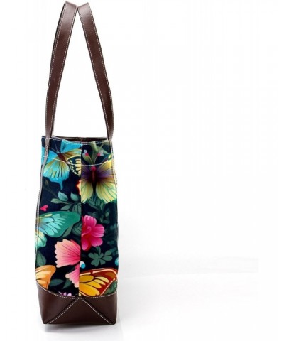 Butterfly Canvas Leather Mix Handbag - Stylish 13.3x4.7x12.2 in Women's Hand-held Bag $20.16 Handbags