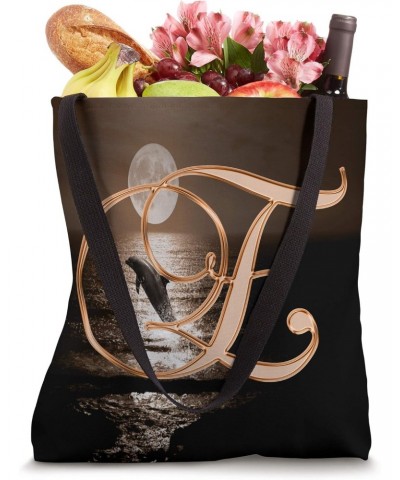 E Dolphin Orange Animal Ocean Moon Sea Initial Letter Name Tote Bag $9.18 Totes