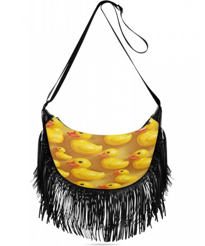 Yellow Duck with Big Mouth Tassel Crossbody Bag with Adjustable Strap and Zipper Crossbody Handbag for Women $12.04 Crossbody...