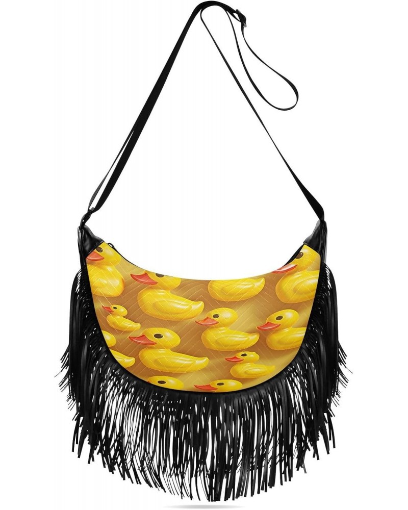 Yellow Duck with Big Mouth Tassel Crossbody Bag with Adjustable Strap and Zipper Crossbody Handbag for Women $12.04 Crossbody...