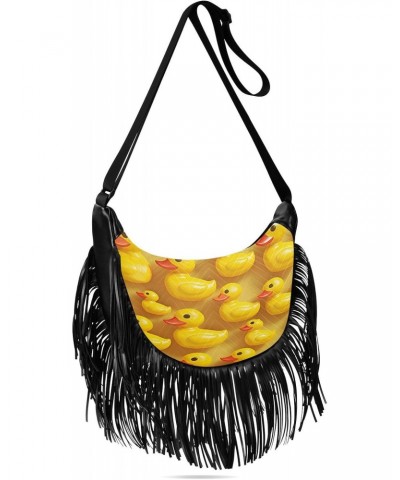 Yellow Duck with Big Mouth Tassel Crossbody Bag with Adjustable Strap and Zipper Crossbody Handbag for Women $12.04 Crossbody...