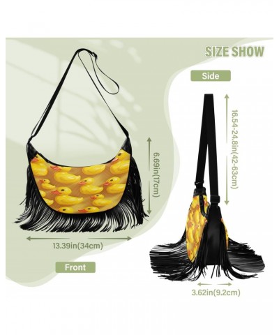 Yellow Duck with Big Mouth Tassel Crossbody Bag with Adjustable Strap and Zipper Crossbody Handbag for Women $12.04 Crossbody...