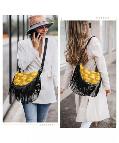 Yellow Duck with Big Mouth Tassel Crossbody Bag with Adjustable Strap and Zipper Crossbody Handbag for Women $12.04 Crossbody...